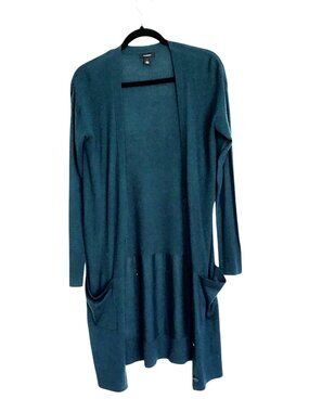 HALOGEN- WOMENS GREEN OPEN FRONT SIDE POCKETS CARDIGAN SIZE SMALL